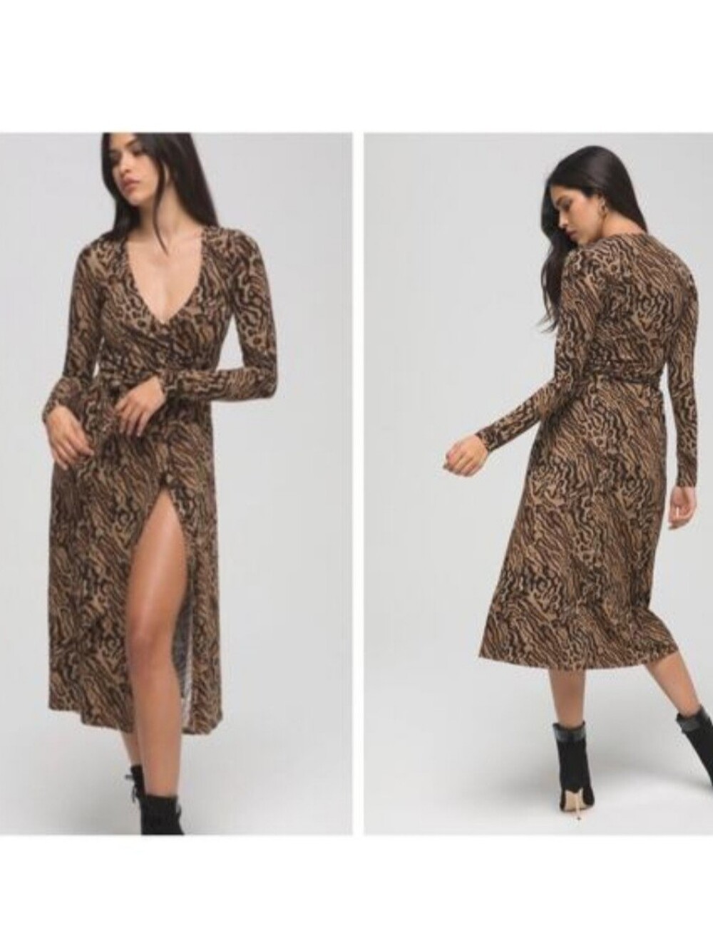 Good American Day Night Leopard Print Wrap Dress Size 3/L